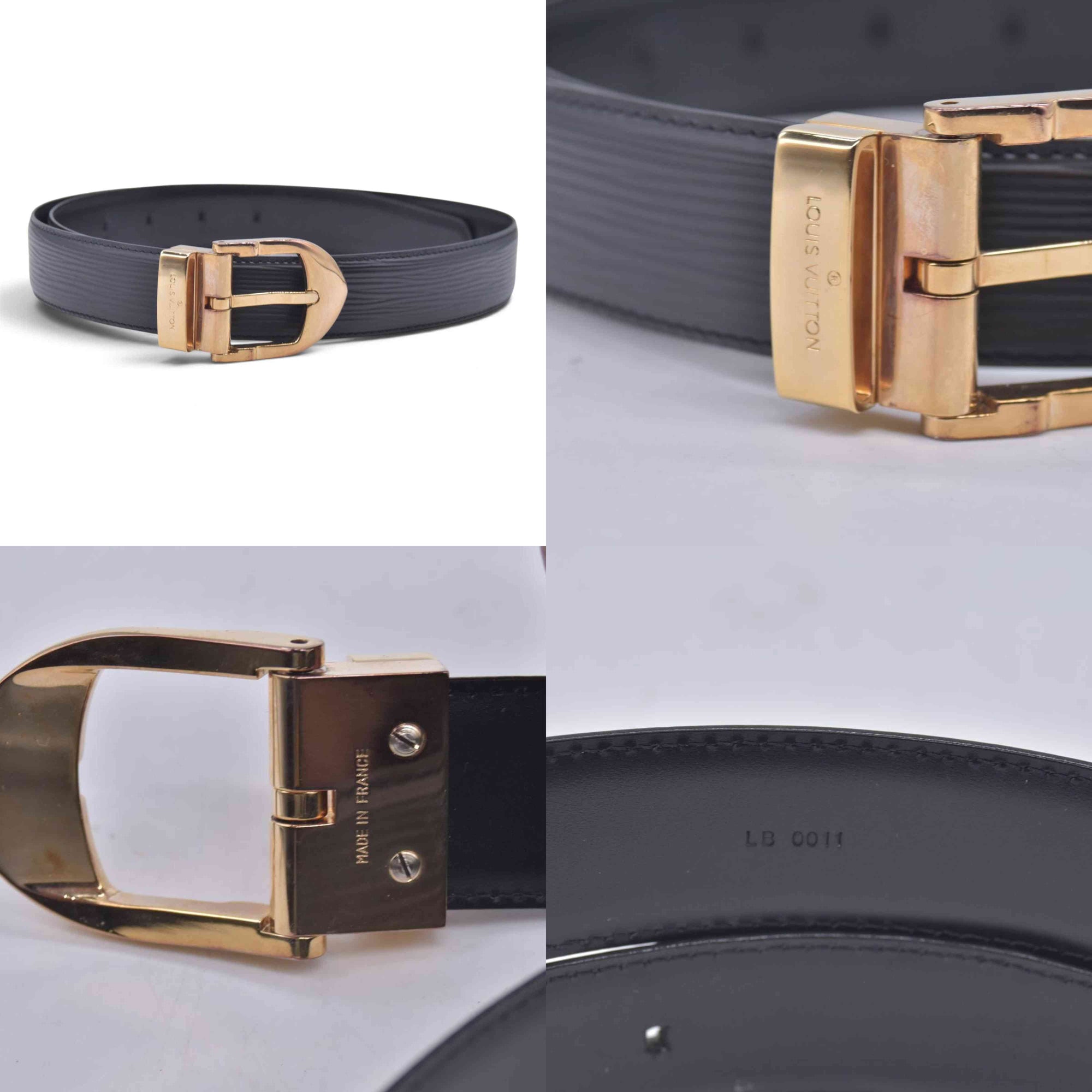$550 LOUIS VUITTON Epi Initiales Belt 30mm Noir Black 110/44 CONSIGNMENT 10021577