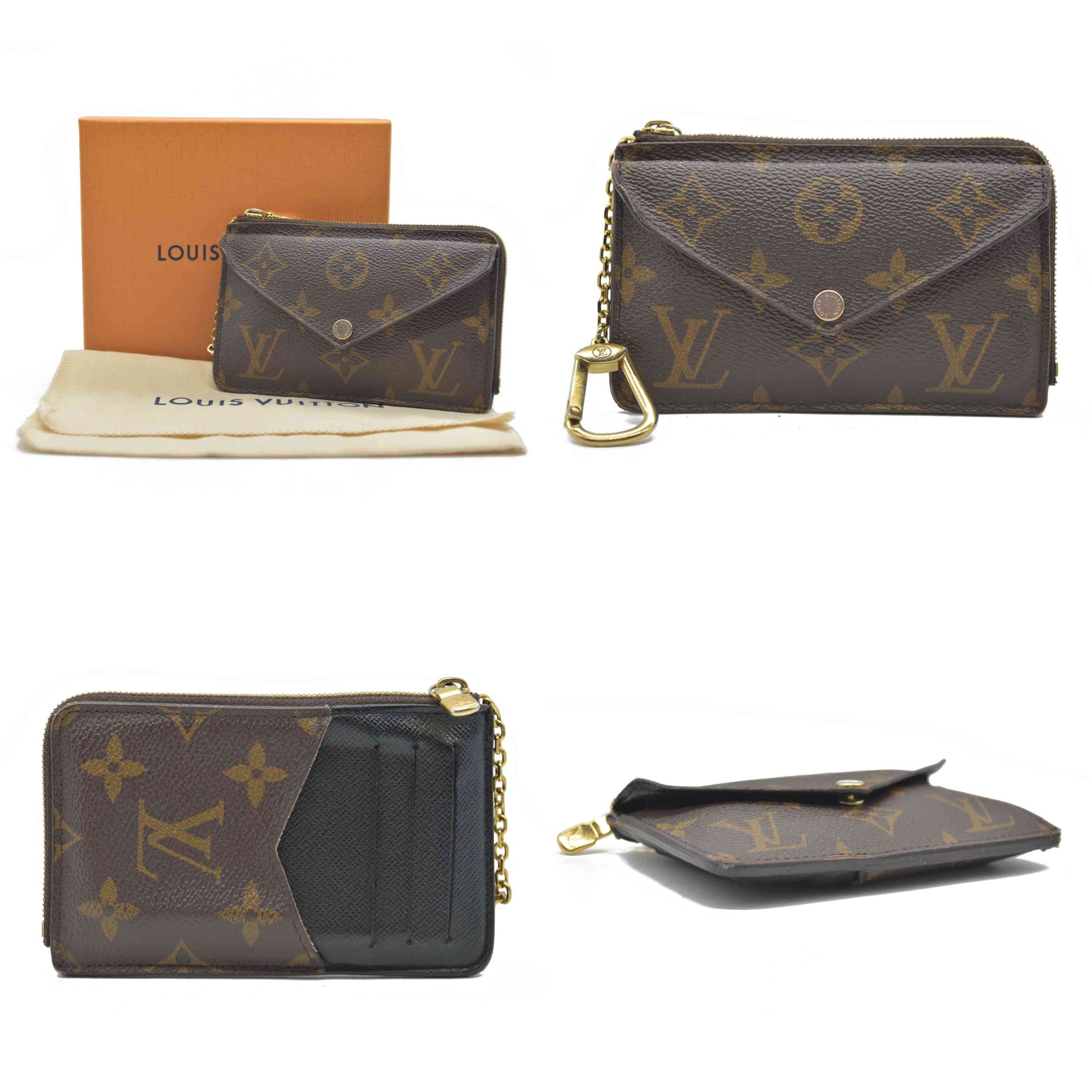 Louis Vuitton  Monogram Recto Verso Card Holder Black RFID Damaged Key Ring