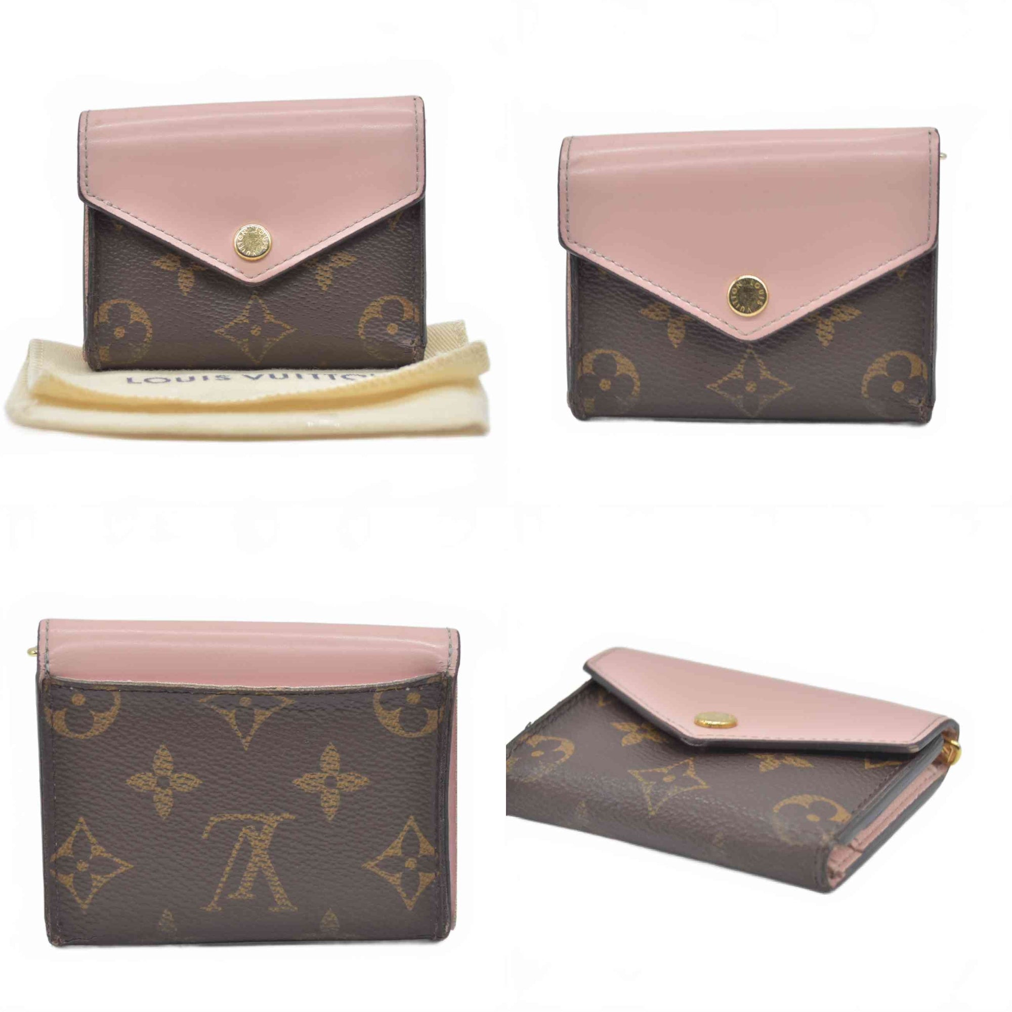 $625 2020 Louis Vuitton Monogram Zoe Wallet Pink Rose Ballerine MI0240
