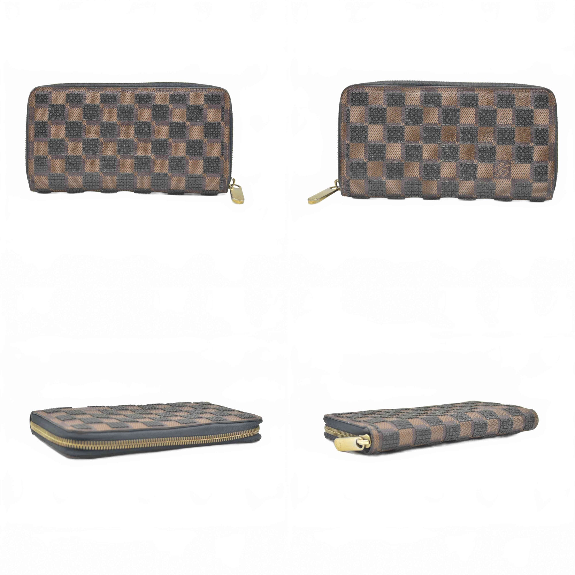 $1050 2013 LOUIS VUITTON Damier Payette Zippy Wallet Long Wallet Black CA1183