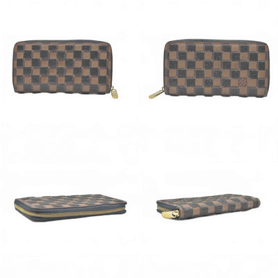 $1050 2013 LOUIS VUITTON Damier Payette Zippy Wallet Long Wallet Black CA1183