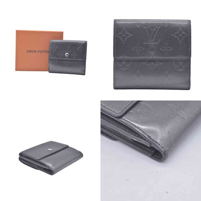 $605 2003 Louis Vuitton Metallic Matt Vernis Compact Wallet Grey TH0033 CONSIGNMENT 10020918