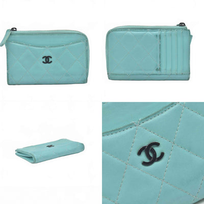 $1050 Chanel Matelasse Card Case Monogram Quilted Zip Around