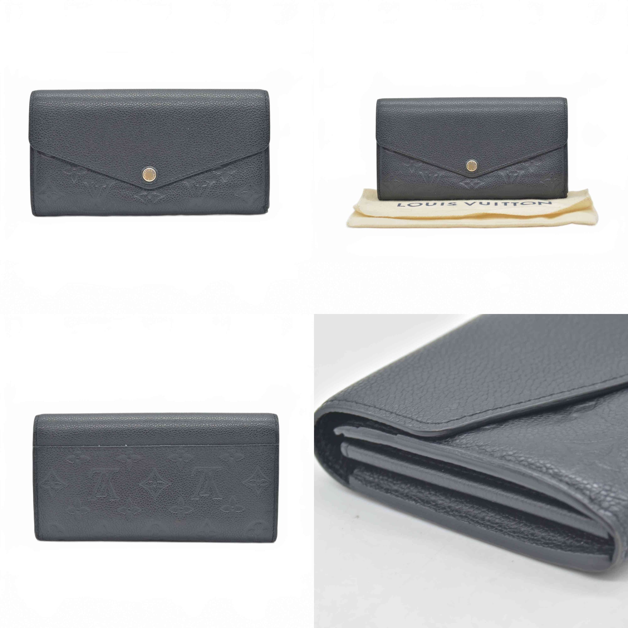 $1060 RFID Louis Vuitton Empreinte Sarah Wallet NM Black