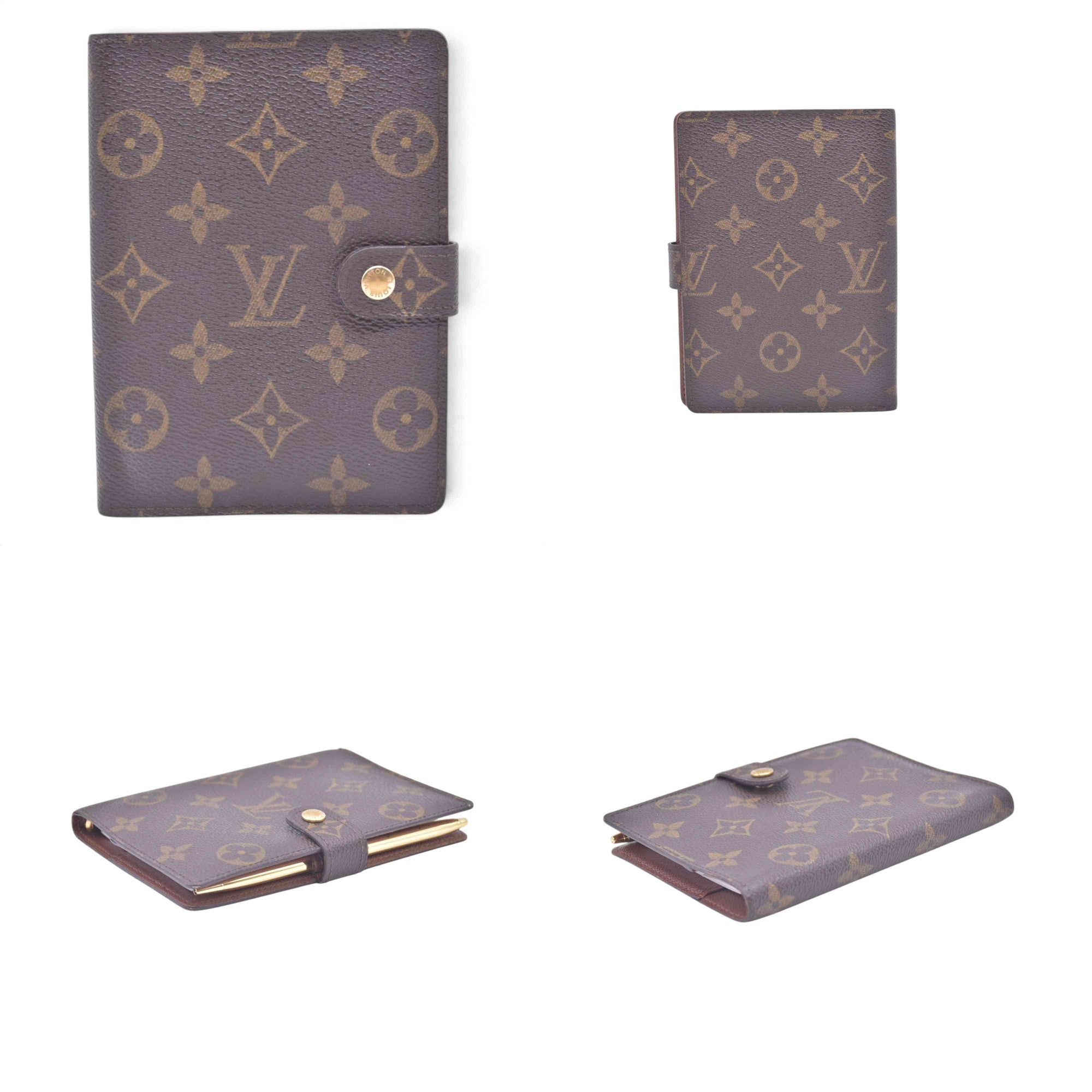 $415 2001 LOUIS VUITTON Monogram Agenda PM Small Ring Planner Cover Brown CA1011 CONSIGNMENT 10021429