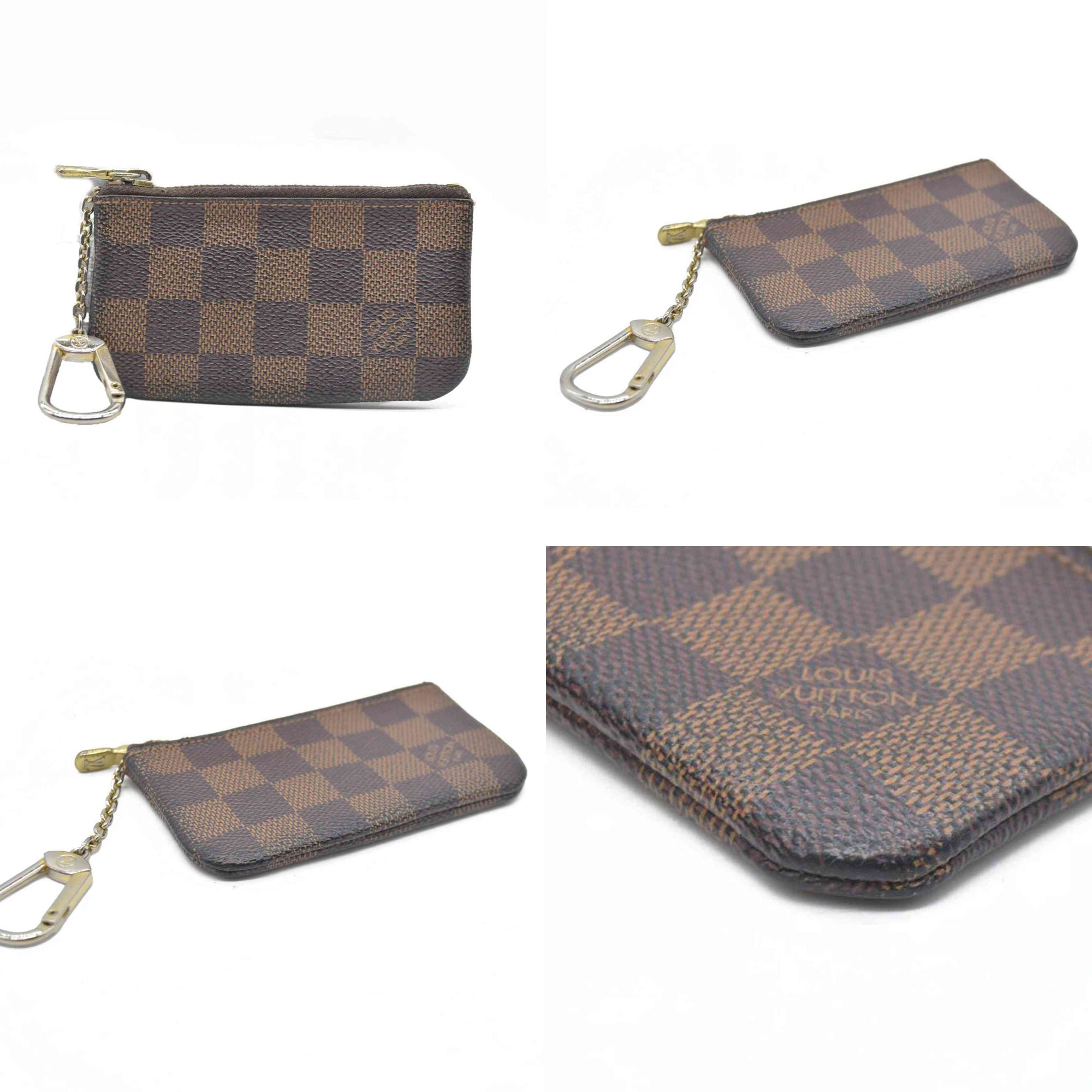 $345 Louis Vuitton Damier Pochette Cles Wallet Coin Purse Brown CA4101