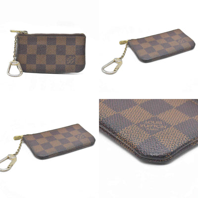 $345 Louis Vuitton Damier Pochette Cles Wallet Coin Purse Brown CA4101