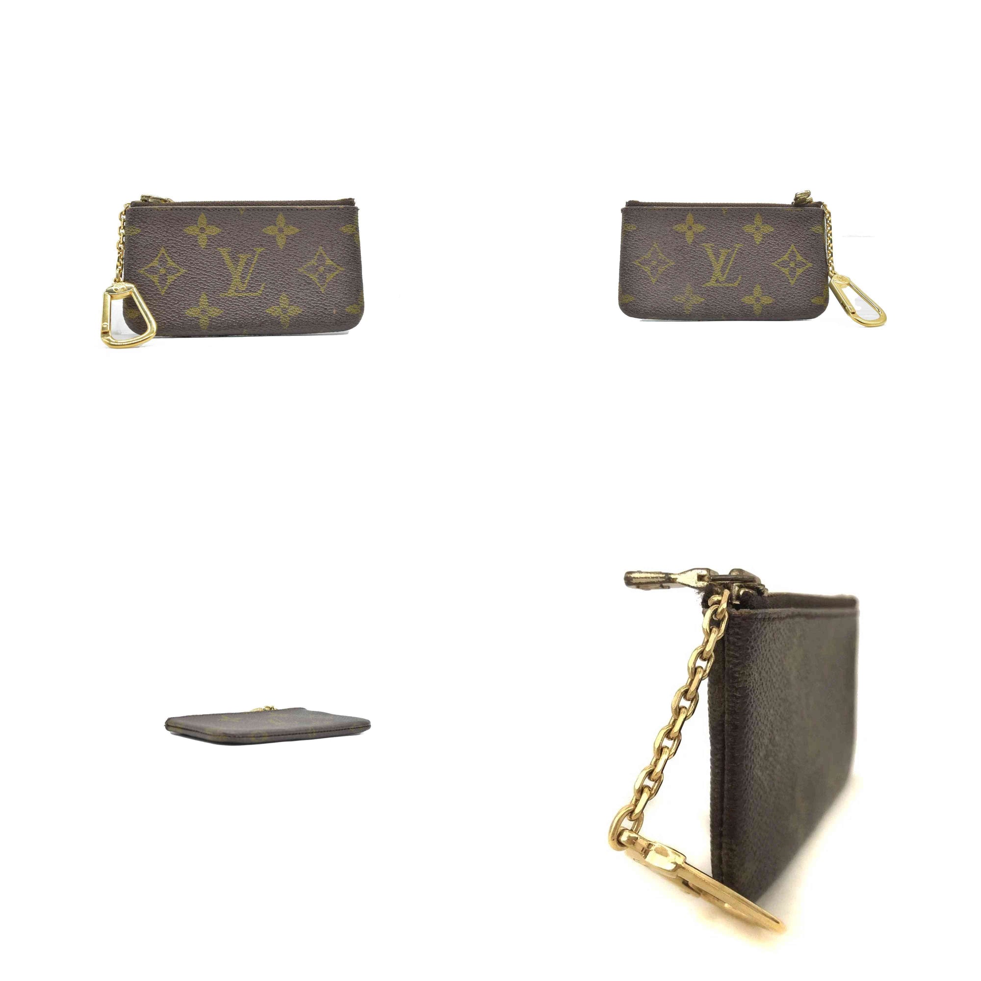 $345 Louis Vuitton Monogram Pochette Cles Wallet Coin Purse Brown