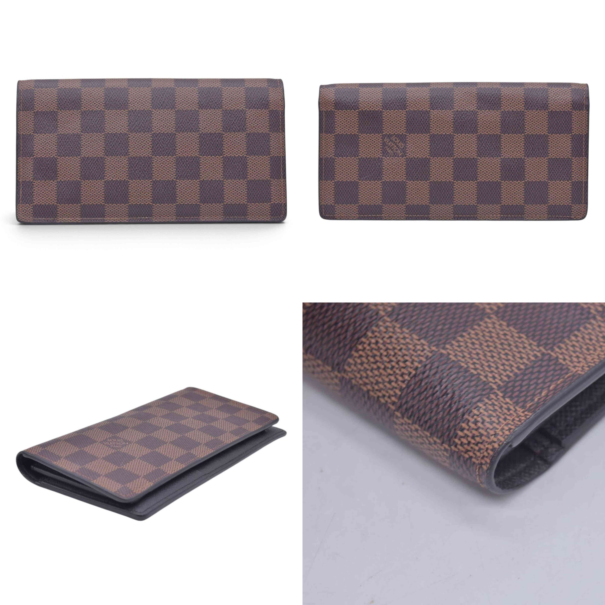 $680 LOUIS VUITTON Damier Ebene Portefeuille International Wallet Brown CONSIGNMENT 10021568