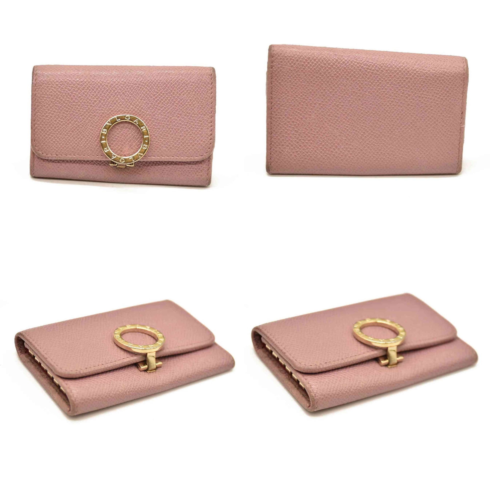 BVLGARI BVLGARIBVLGARI Clip Leather 6 Ring Key Case Pink