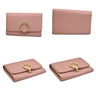 BVLGARI BVLGARIBVLGARI Clip Leather 6 Ring Key Case Pink