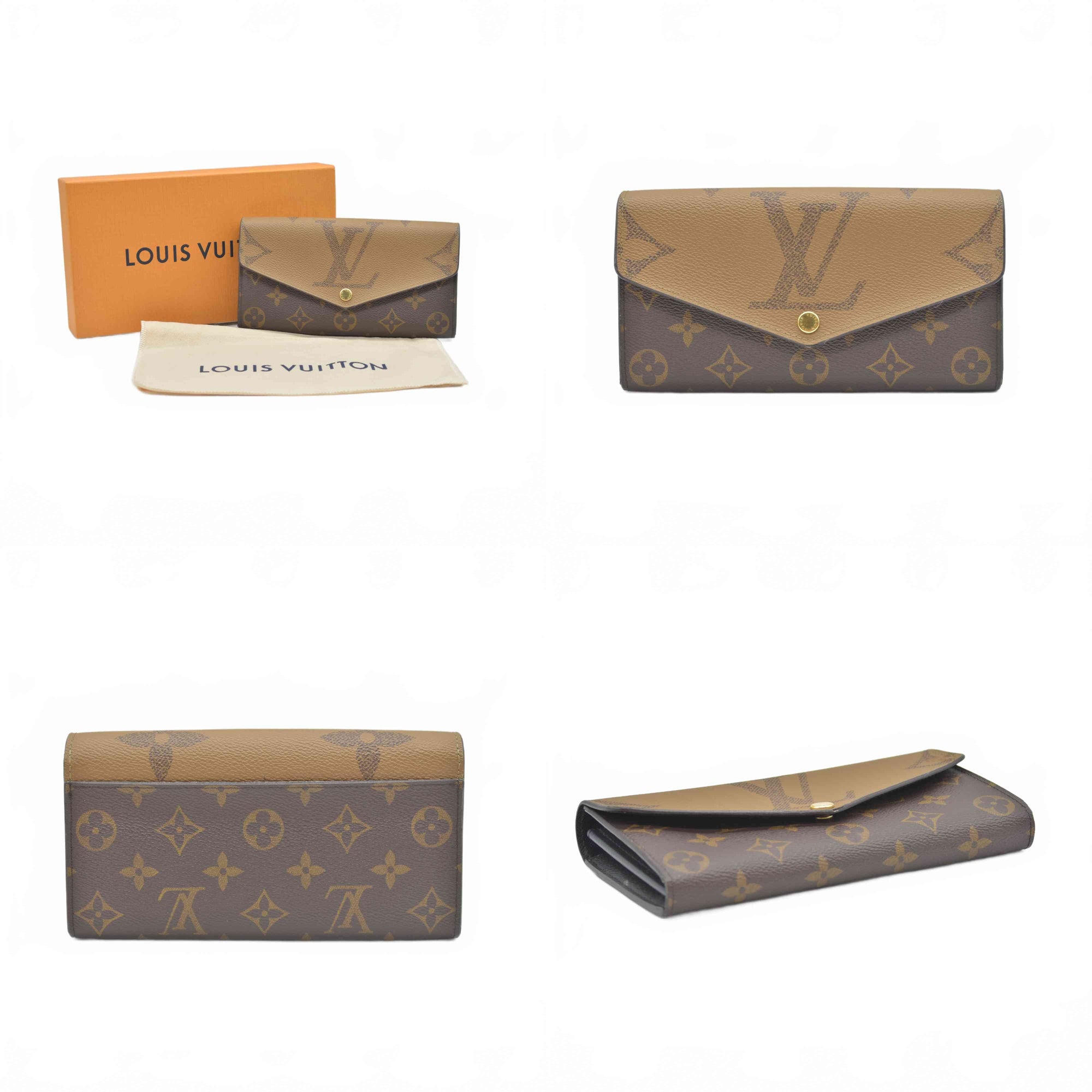 $885 RFID Louis Vuitton Reverse Monogram Giant Sarah Wallet