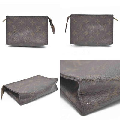 Louis Vuitton Monogram Poche Toilette 15 Cosmetics Pouch Purse Brown MB0042