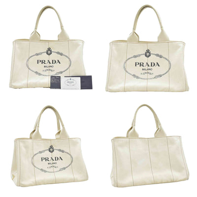 $800 CONSIGNMENT PRADA Canapa Logo Tote Grezzo