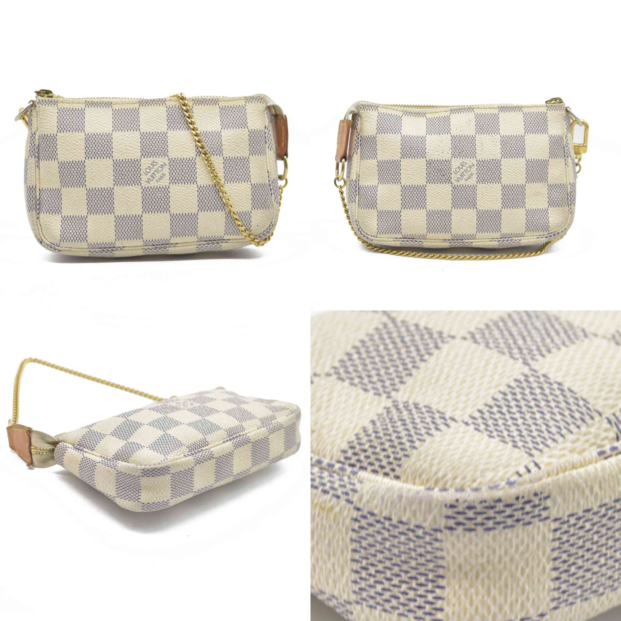 Louis Vuitton Damier Azur Mini Pochette Accessories Pouch Bag FL1026