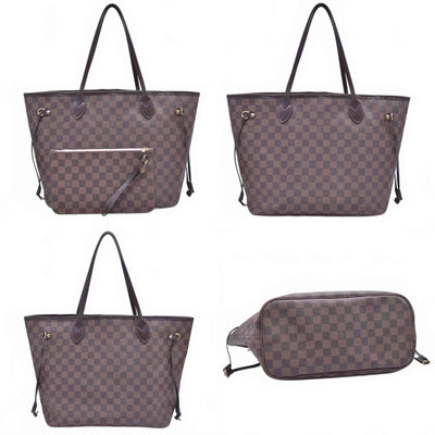 $2240 2018 Louis Vuitton Damier Ebene Neverfull MM Rose Ballerine with Pouch 10021111 SD2168