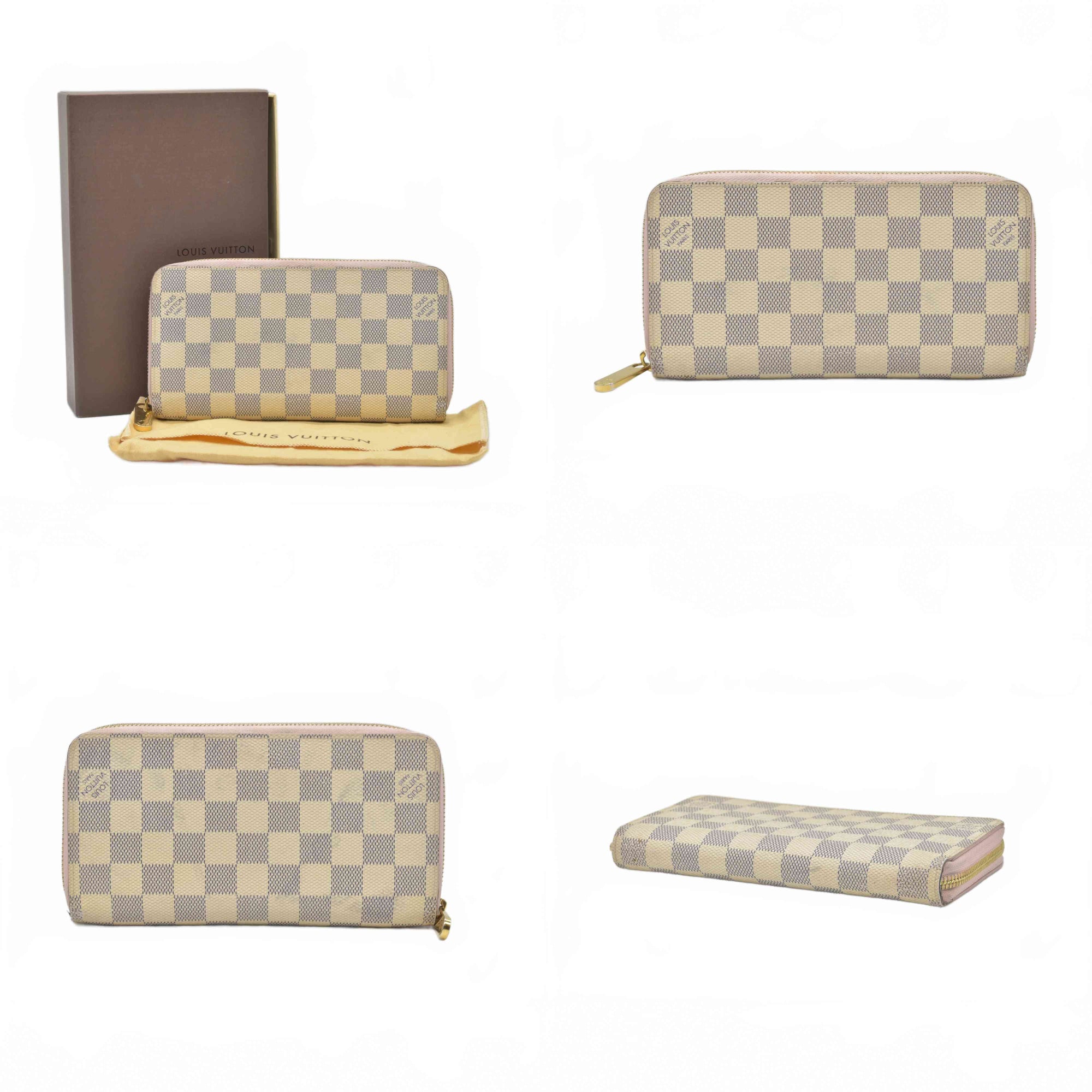 $915 2019 Louis Vuitton Damier Azur Zippy Wallet Rose Ballerine SD0159