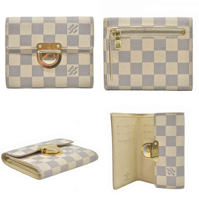 Louis Vuitton Damier Azur Porte Feiulle Koala Trifold Wallet White TH4059