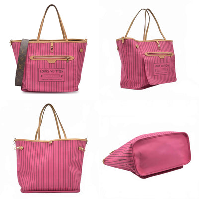 $2450 Louis Vuitton REVERSIBLE Neverfull Bandoulière Inside Out MM Rose Pondichery