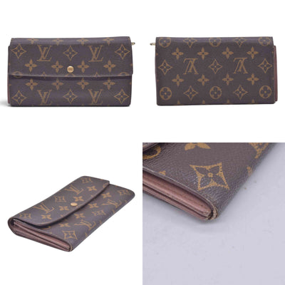 $720 LOUIS VUITTON Monogram Sarah Wallet Brown CONSIGNMENT 10021582
