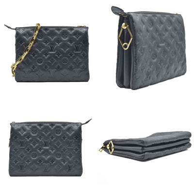 $4950 LOUIS VUITTON  Lambskin Embossed Monogram Coussin PM Black