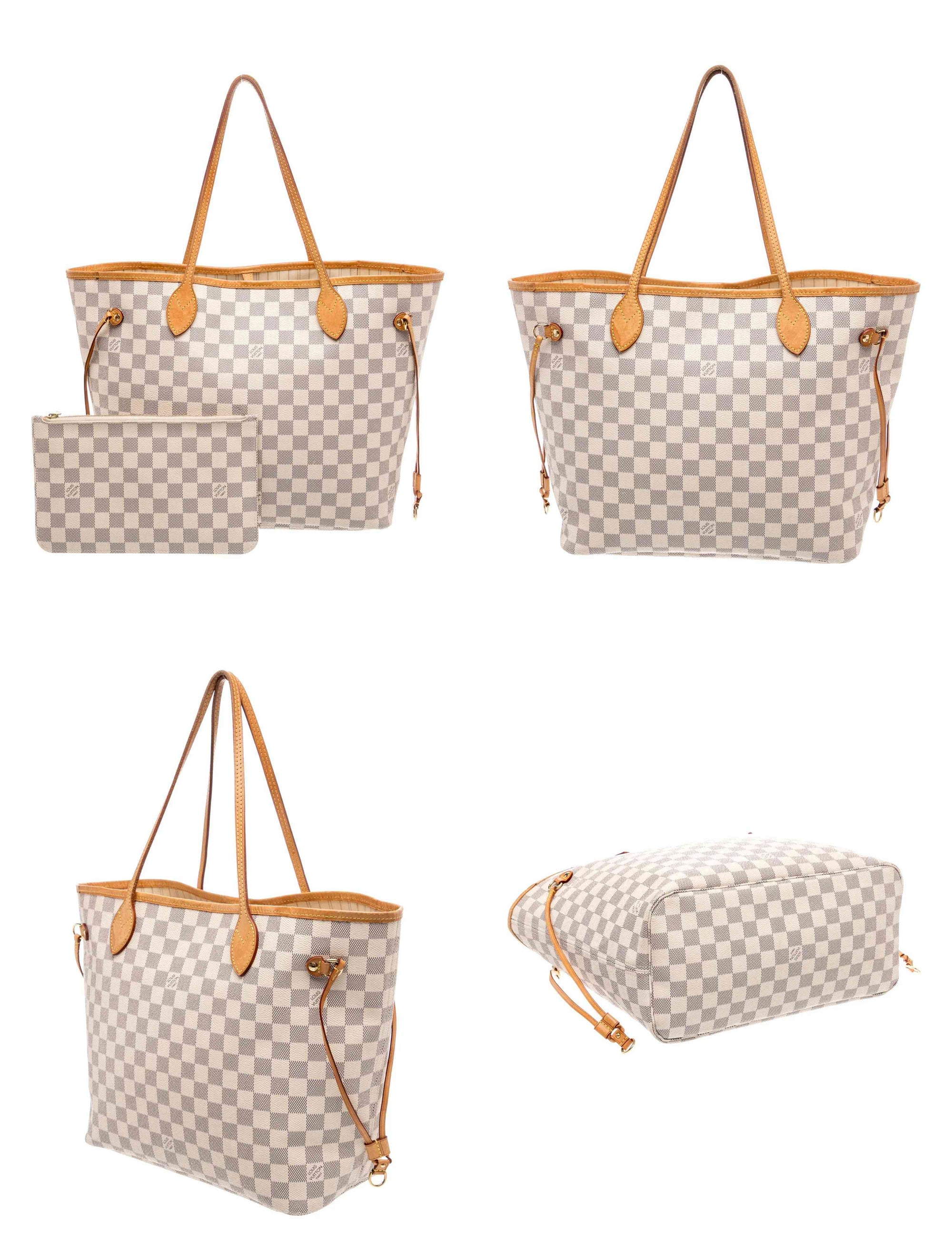 $2,240 Louis Vuitton Damier Azur Neverfull MM with Pouch