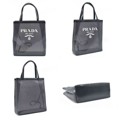 $2100 Prada Sequin Rete Paillettes Small Tote Bag Black