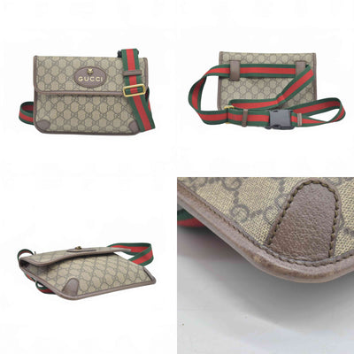 $1200 Gucci GG Supreme Monogram Neo Vintage Web Belt Bag Brown CONSIGNMENT