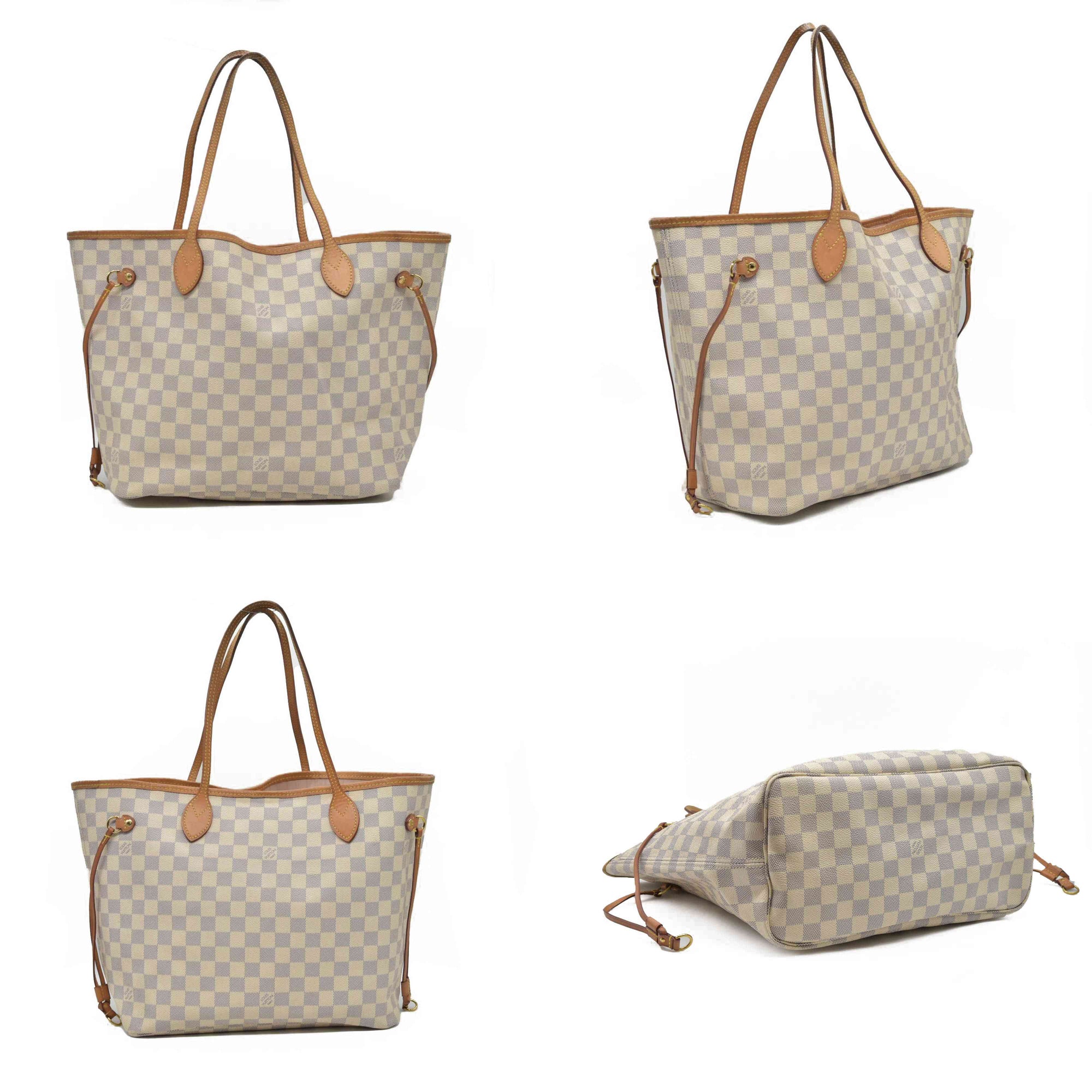 $2170 Louis Vuitton Damier Azur Neo Neverfull MM Rose Ballerine RFID