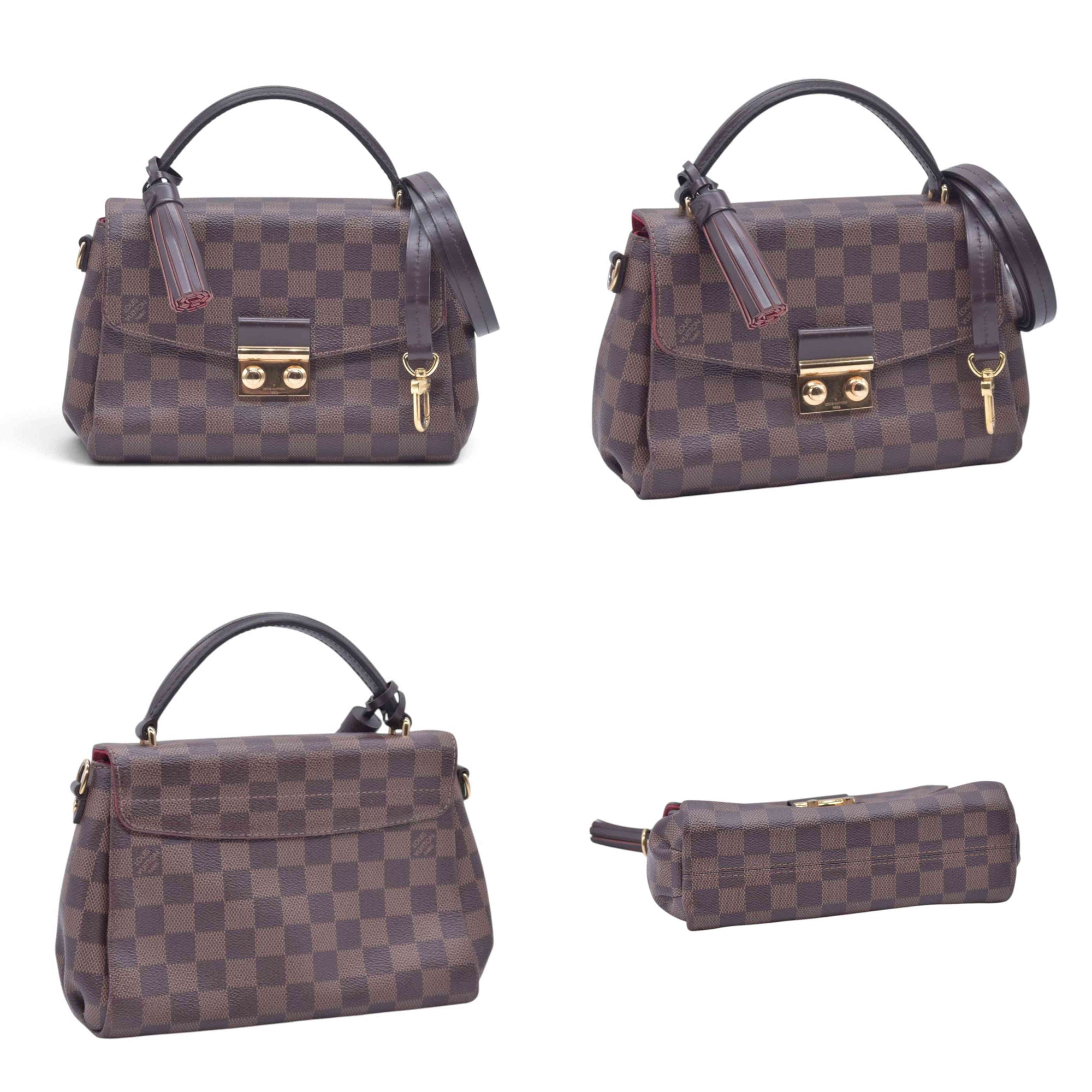 $1960 2018 LOUIS VUITTON Damier Ebene Croisette Top Handle Crossbody Bag Brown FL0138 10021361