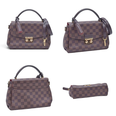 $1960 2018 LOUIS VUITTON Damier Ebene Croisette Top Handle Crossbody Bag Brown FL0138 10021361