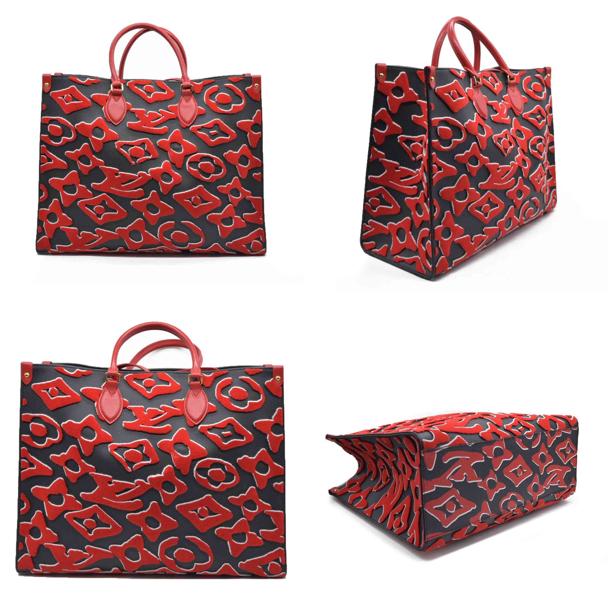 $3850 Louis Vuitton x Urs Fischer On the Go GM Red Black
