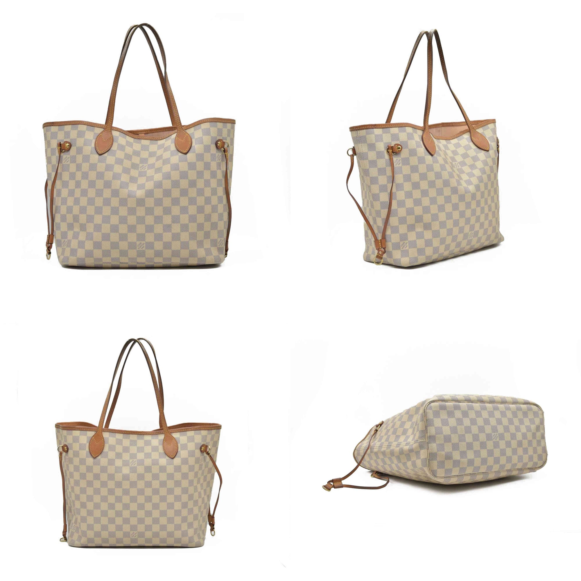 $2170 Louis Vuitton Damier Azur Neo Neverfull MM Rose Ballerine RFID
