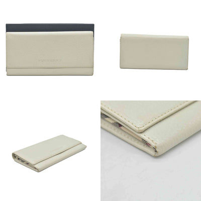 $720 BURBERRY Leather Long Bifold Wallet Purse Beige CONSIGNMENT