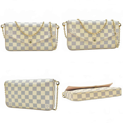 $1580 2017 Louis Vuitton Damier Azur Pochette Felicie Crossbody MI5107