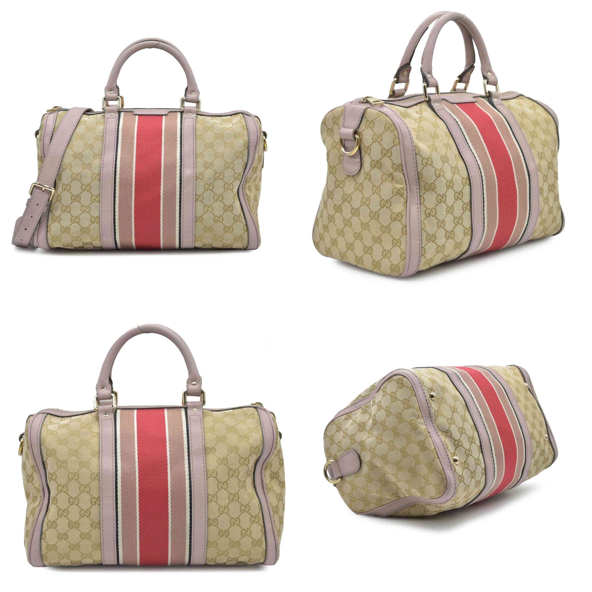 $1950 Gucci Vintage Web Boston Bag GG Canvas Medium Tote Bag