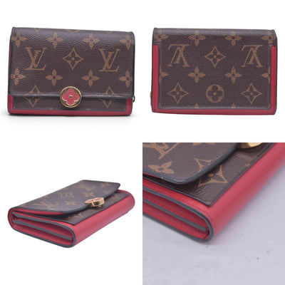 $680 LOUIS VUITTON LV Monogram Victorine Compact Wallet Red CONSIGNMENT 10021562