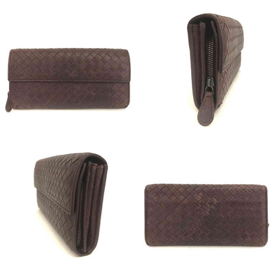 Bottega Veneta Intrecciato Lambskin Long Bifold Wallet Bordeaux