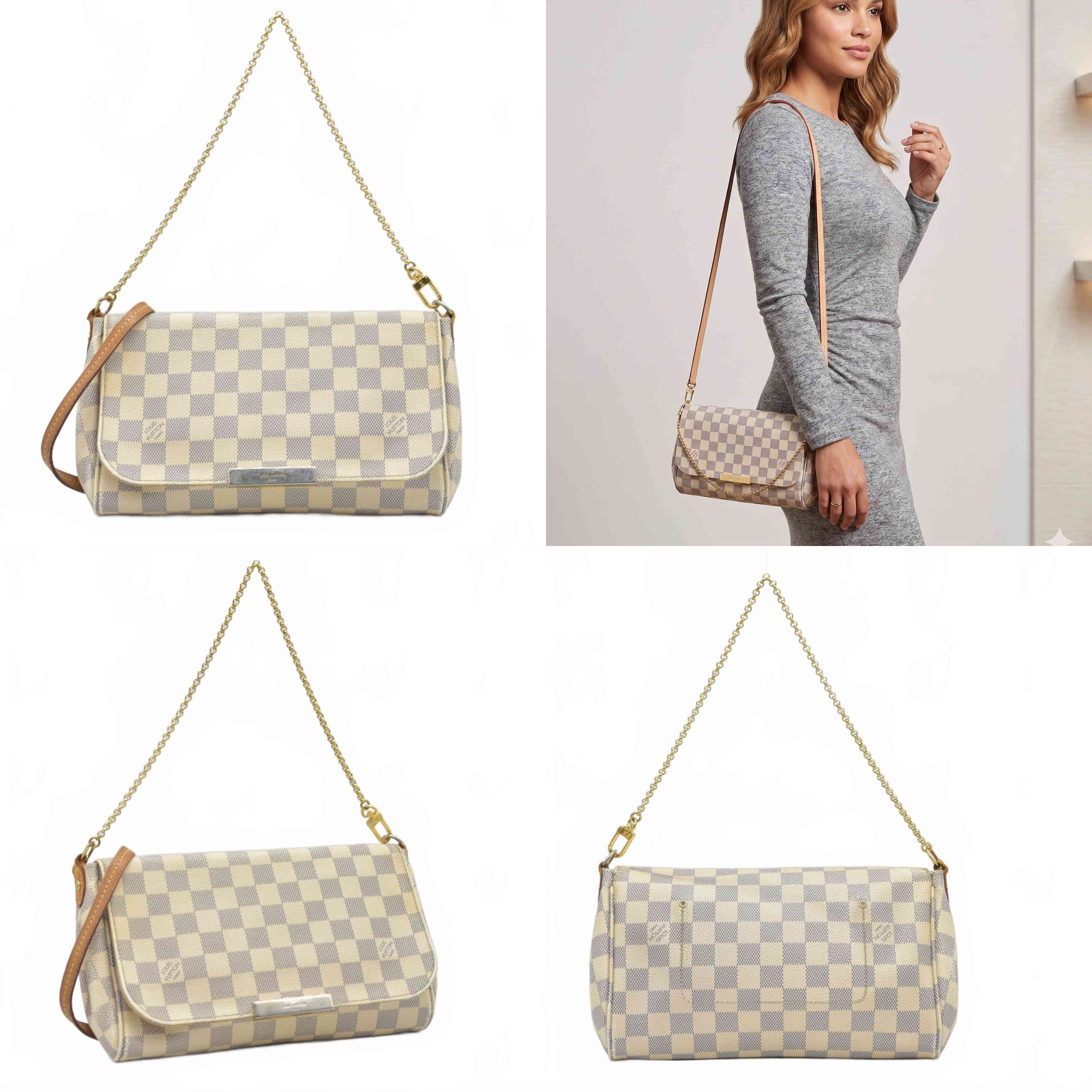 2015 $1650 Louis Vuitton Damier Azur Favorite MM FL1134