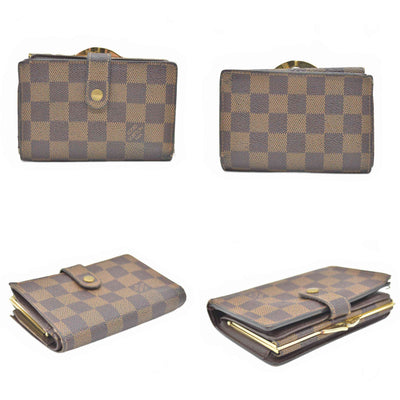 $750 2003 Louis Vuitton Damier Ebene Kisslock French Wallet MI0043