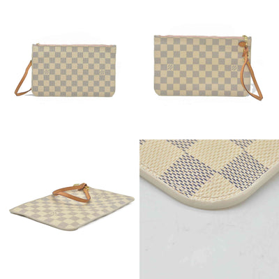 $600 Louis Vuitton Damier Azur Neverfull MM GM Pochette Rose Ballerine MS3179