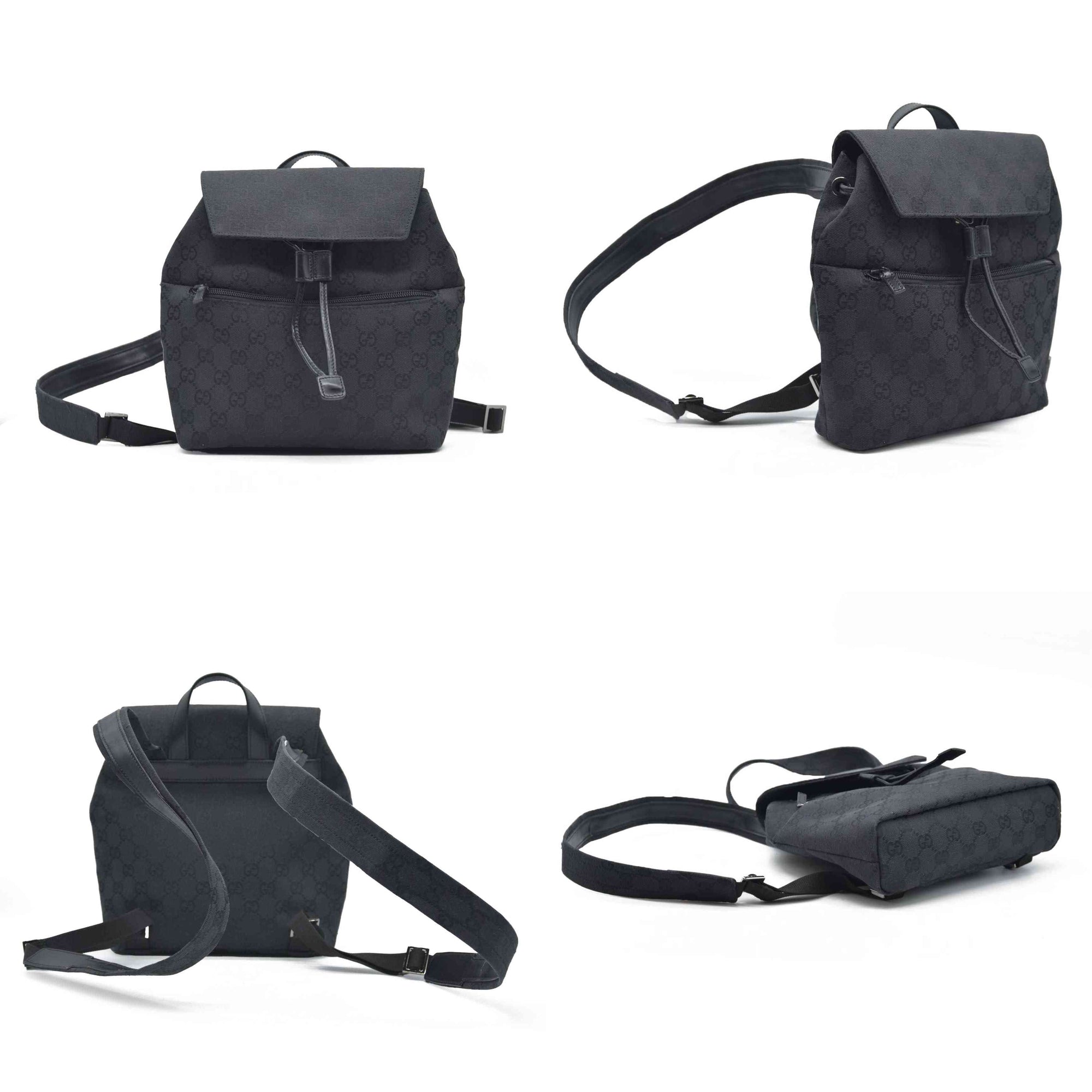 $1500 GUCCI GG Backpack  Black Jacquard Leather