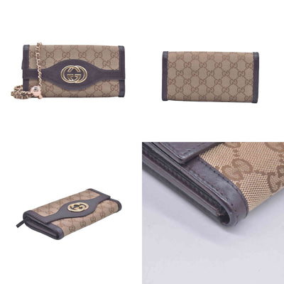$1150 Gucci GG Brown Canvas Bifold Wallet  CONSIGNMENT 10021043