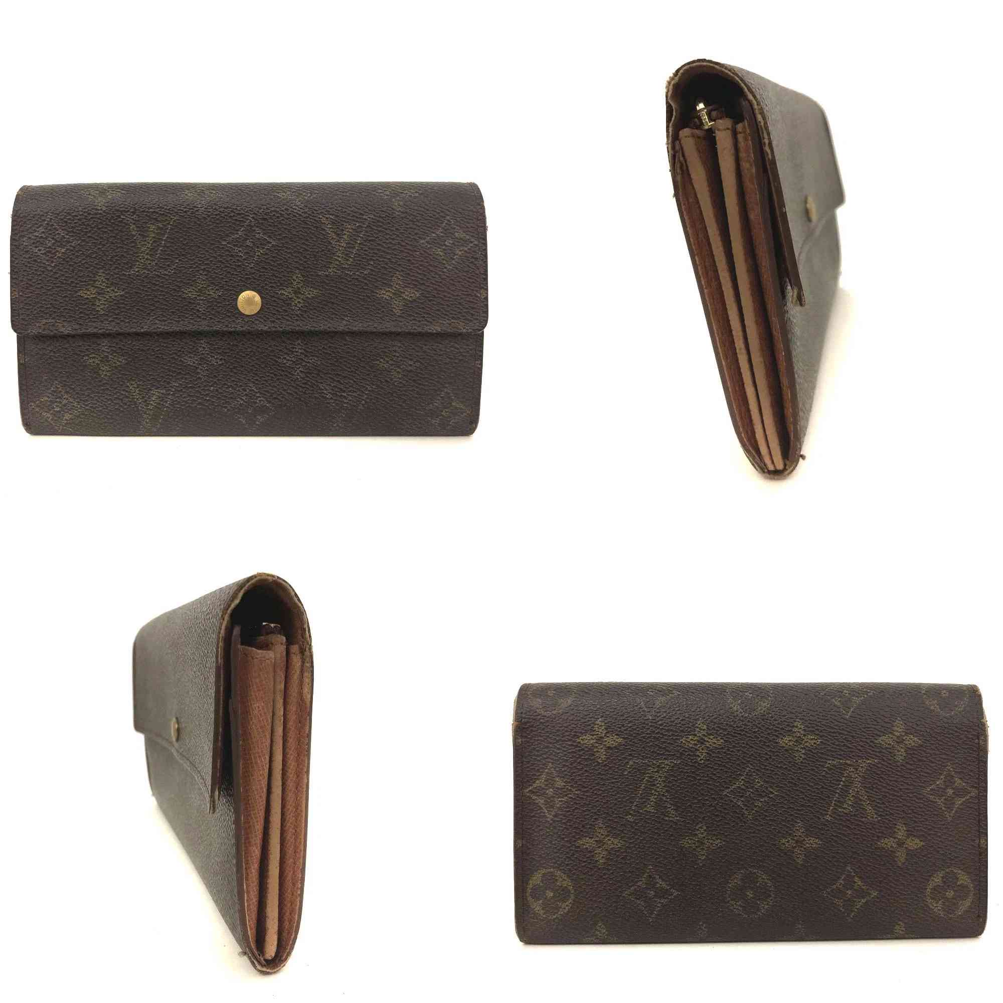 $725 1997 Louis Vuitton Monogram Portefeiulle Sarah Long Bifold Wallet Brown CA0917