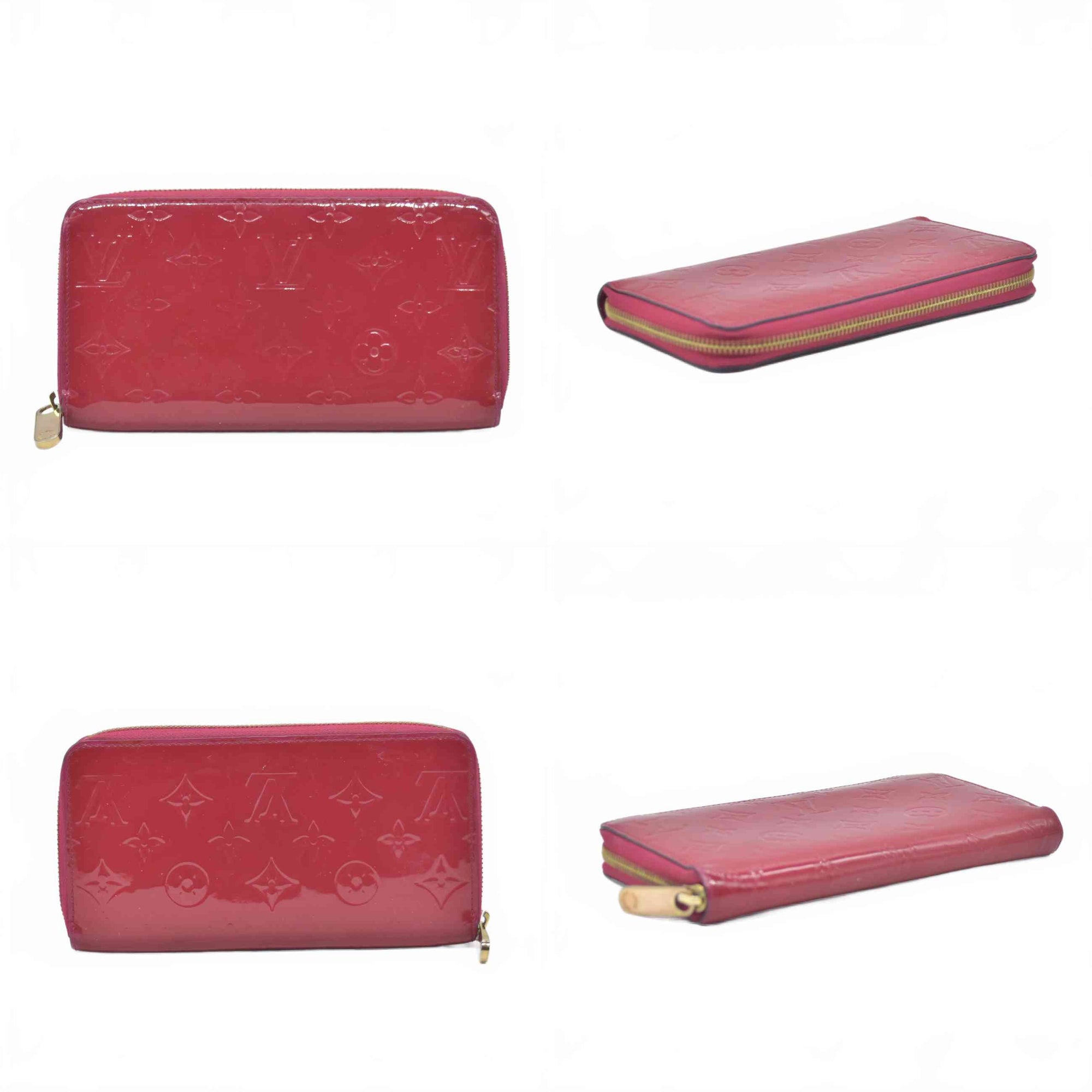 $970 2014 Louis Vuitton Vernis Zippy Wallet Red CA2184 CONSIGNMENT