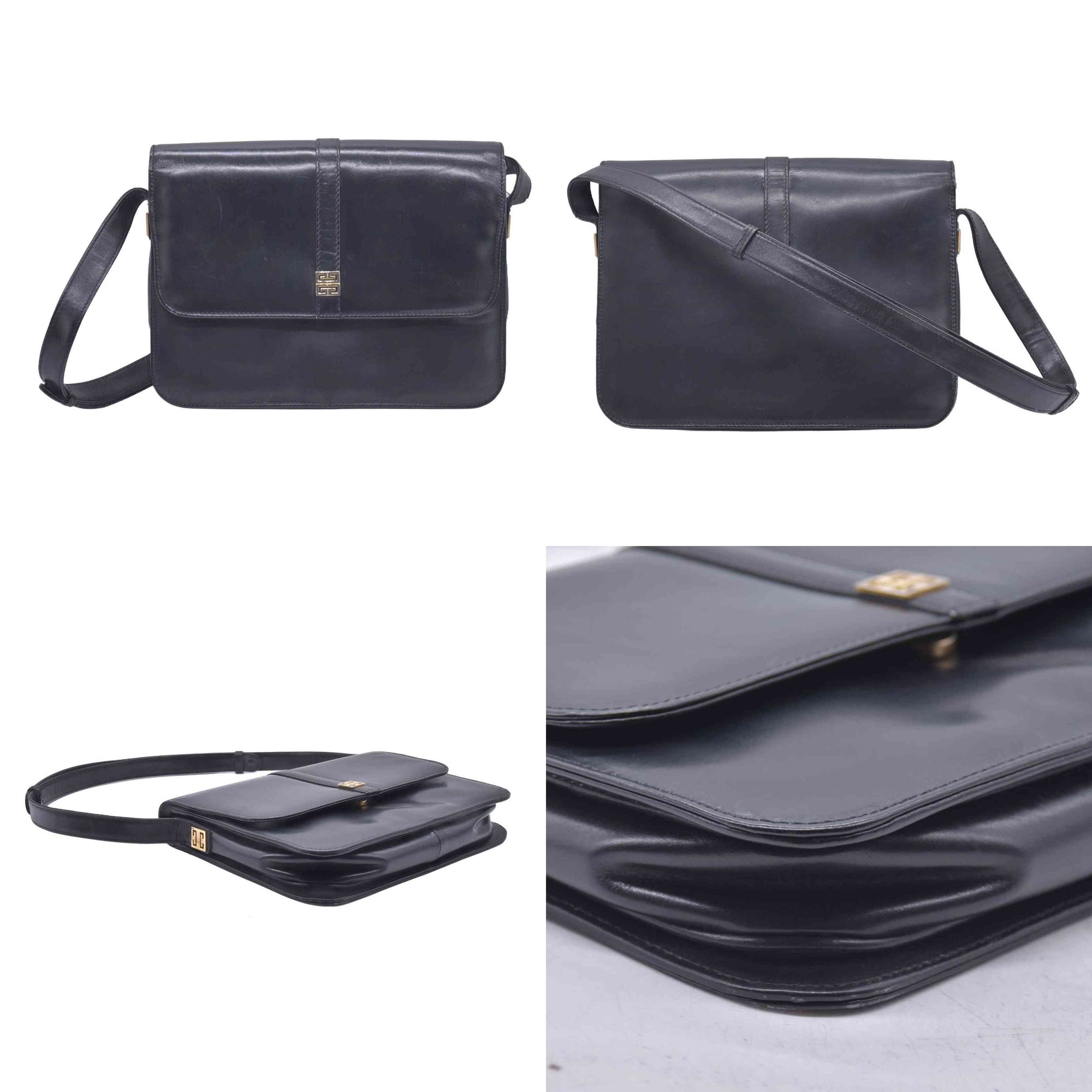 GIVENCHY Smooth Calfskin 4G Logo Flap Crossbody Bag Black CONSIGNMENT 10021186