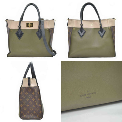 $4700 2020 Louis Vuitton Calfskin Monogram On My Side MM Laurier Green Toffee Latte Beige