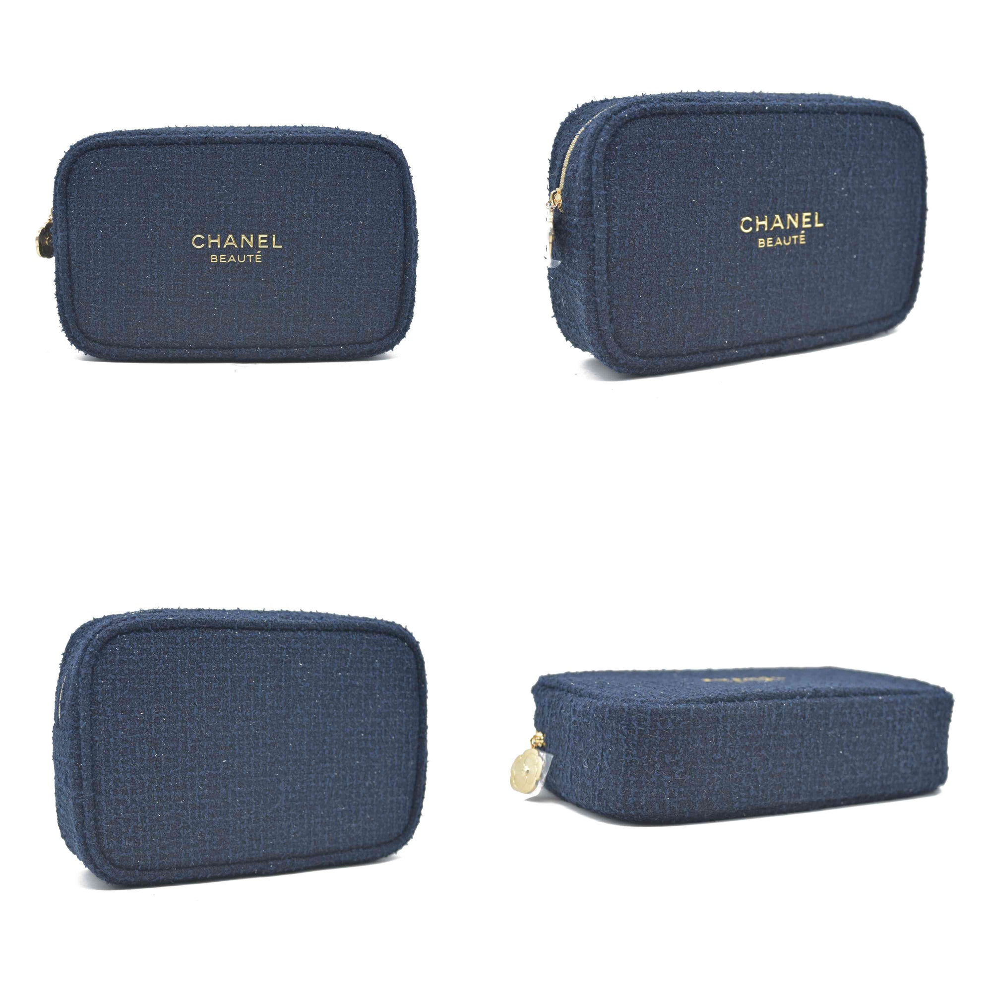 CHANEL EYES TO IMPRESS Cosmetic Pouch Navy Blue Shimmer CONSIGNMENT