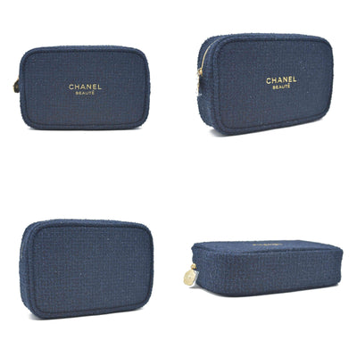 CHANEL EYES TO IMPRESS Cosmetic Pouch Navy Blue Shimmer CONSIGNMENT