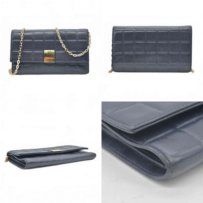 $1295 2003 Chanel Chocolate Bar Long Leather Wallet Black